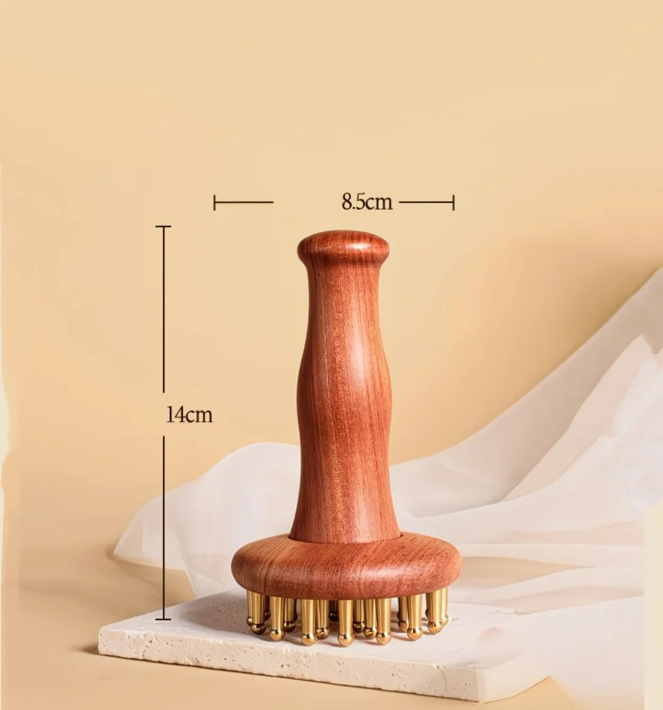 Brass & Wood Gua Sha Massage Tool – Full Body Scraping Board for Belly, Legs, Shoulders & Back