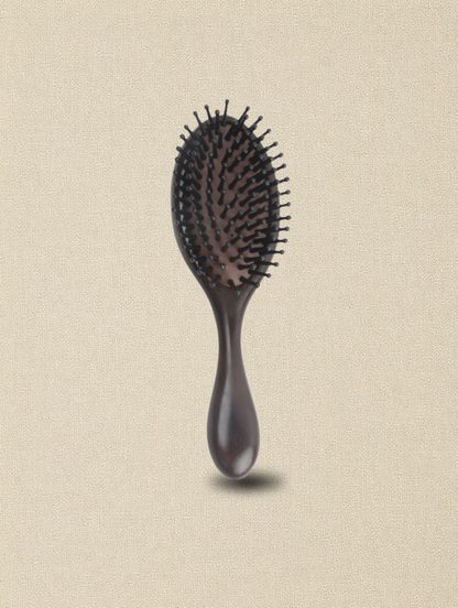 Sukha Vihara Natural Ebony Wood Cushioned Massage Hair Brush | Anti-Static Detangling Paddle Brush for Scalp Massage