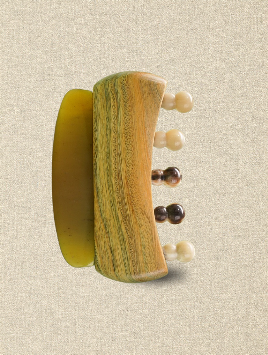 Sukha-vihara Wooden Meridian Scalp Massage Comb & Gua Sha Scraper