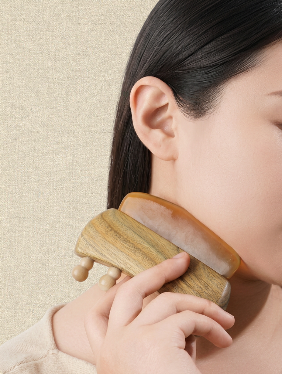 Sukha-vihara Wooden Meridian Scalp Massage Comb & Gua Sha Scraper