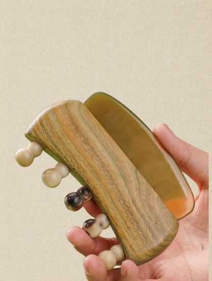 Sukha-vihara Wooden Meridian Scalp Massage Comb & Gua Sha Scraper