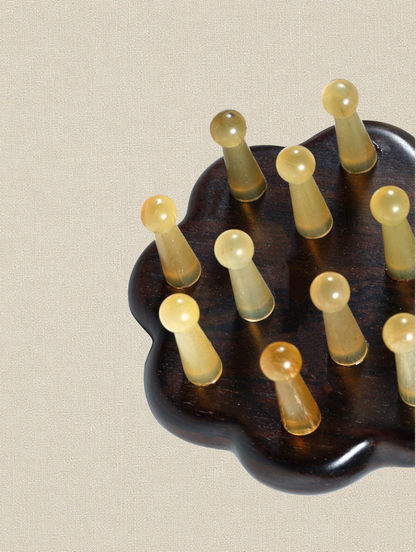 Sukha Vihara Lotus Scalp Massage Comb | Natural Hardwood & Horn Anti-Static Head, Neck & Body Massager