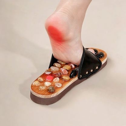 Sukha Vihara Natural Pebble Massage Slippers – Soothing Foot Comfort for Everyday Wear